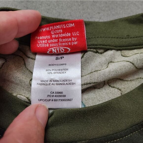 Peanuts Snoopy Tee Women’s S Long Sleeve Green Camo Print Soft Lounge Top - Picture 5 of 9